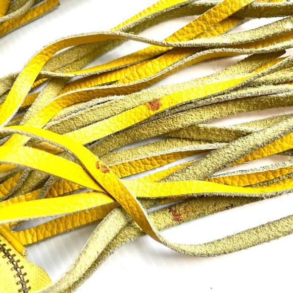 Alberta Di Canio Fringe Shoulder Bag Pebbled Leather Yellow Boho Western Hippie - Picture 3 of 16